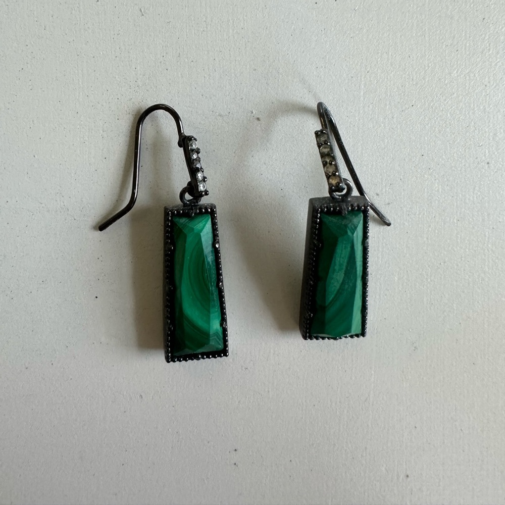 Kendra Scott malachite rectangular drop earrings
